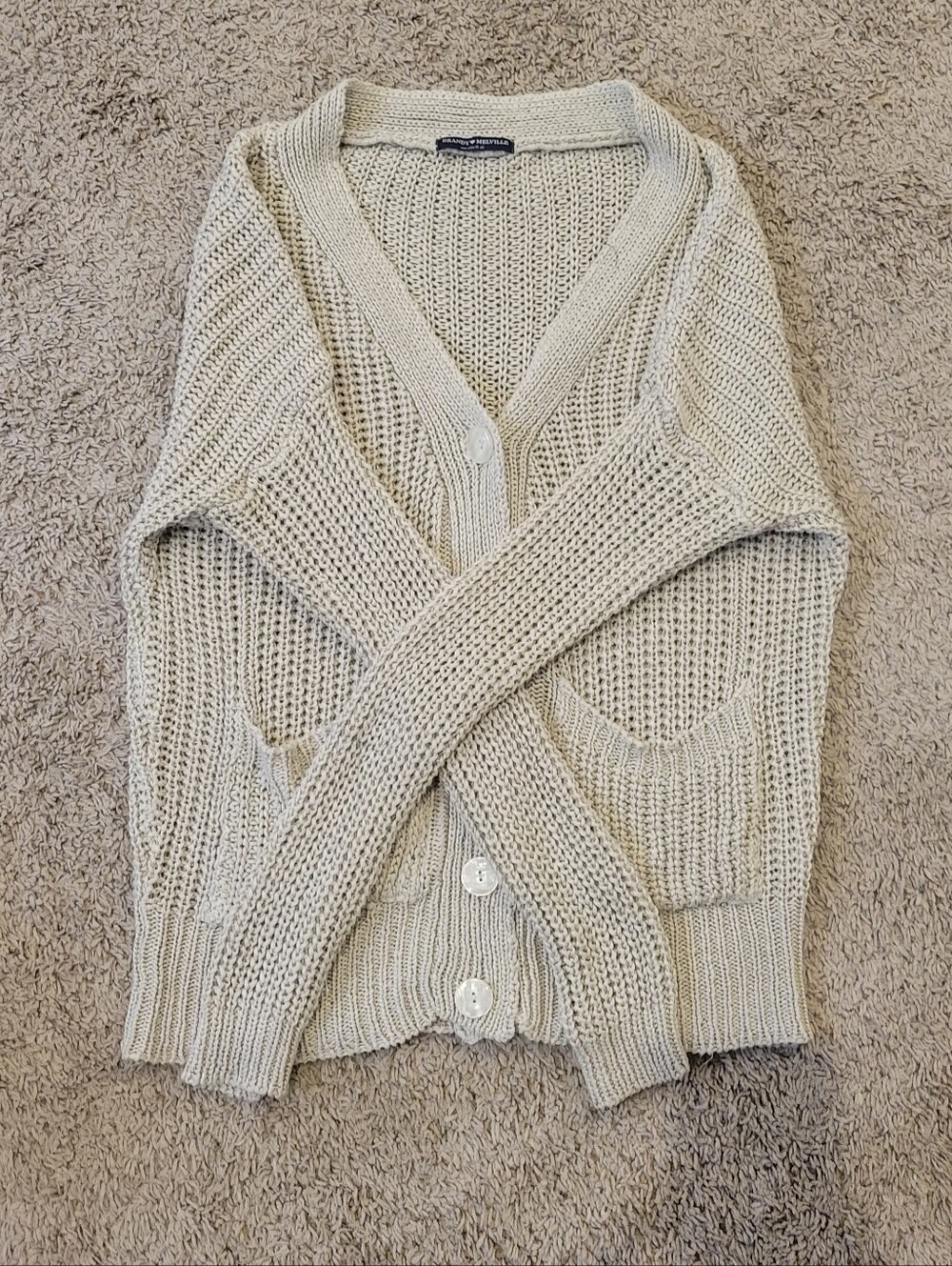 Light Cream Women's Knit Cardigan Sweater